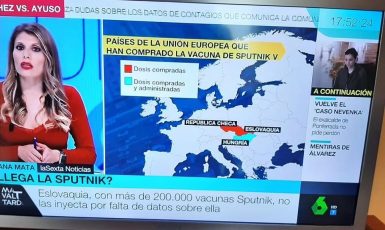 Záběr ze španělské TV (Veronika Capáková)