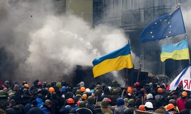 Euromajdan v Kyjevě byl též demonstrací ukrajinského evropanství (2014) (Wikimedia Commons)