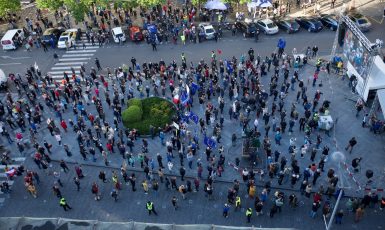 Demonstrace Milionu chvilek „NECOUVNEME – Justici nedáme!“ ve čtvrtek 20. května na Václavském náměstí v Praze  (Milion chvilek pro demokracii/Jana Plavec)