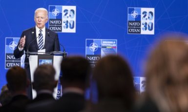 Tisková konference amerického prezidenta Bidena na summitu NATO v Bruselu (14. 6. 2021) (ČTK/ZUMA/Nicolas Landemard)