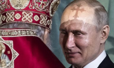 Vladimir Putin a patriarcha moskevský a celé Rusi Kirill (ČTK/AP/Alexander Zemlianichenko)