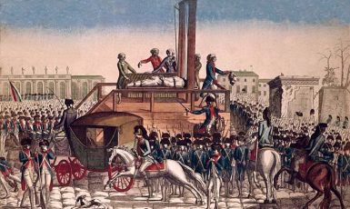 Poprava francouzského krále Ludvíka XVI. v Paříži roku 1793 (soudobé vyobrazení anonymního umělce) (wikimedia commons (Réunion des Musées Nationaux))