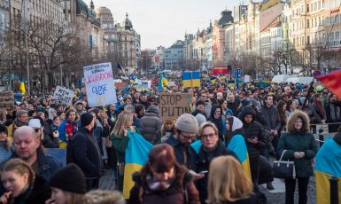 Demonstrace na podporu Ukrajiny na Václavském náměstí (Alena Spálenská)
