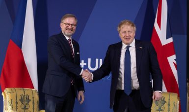 Premiér Petr Fiala na jednání s britským ministerským předsedou Borisem Johnsonem (Úřad vlády)