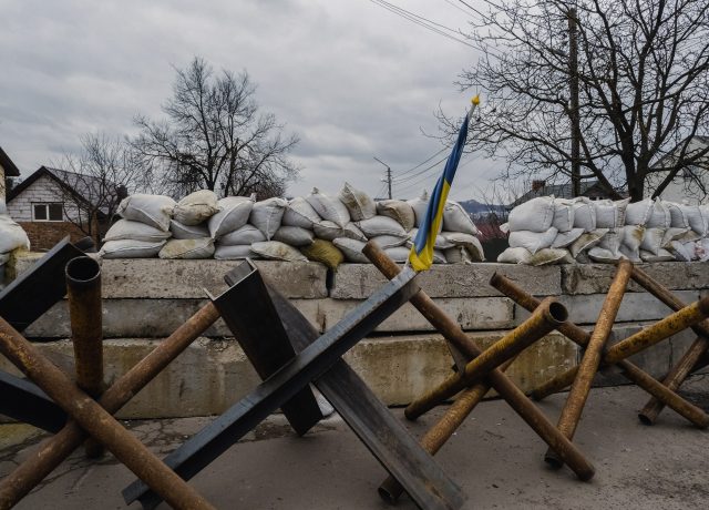 Ukrajinská města jsou i nadále připravena k obraně před ruskými útoky (Lvov, 8. 3. 2022) (ČTK/ABACA/BePress/ABACA)