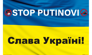 Plakát na podporu Ukrajiny (Týdeník FORUM)