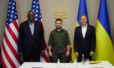 Američtí ministři se sešli v Kyjevě s ukrajinským prezidentem Volodymyrem Zelenským (Kancelář prezidenta Ukrajiny / se souhlasem)