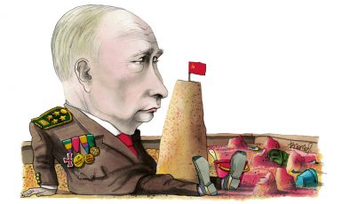 Ruský tyran a válečný zločinec V. V. Putin  (Týdeník FORUM / Pavel Beneš / se svolením autora)