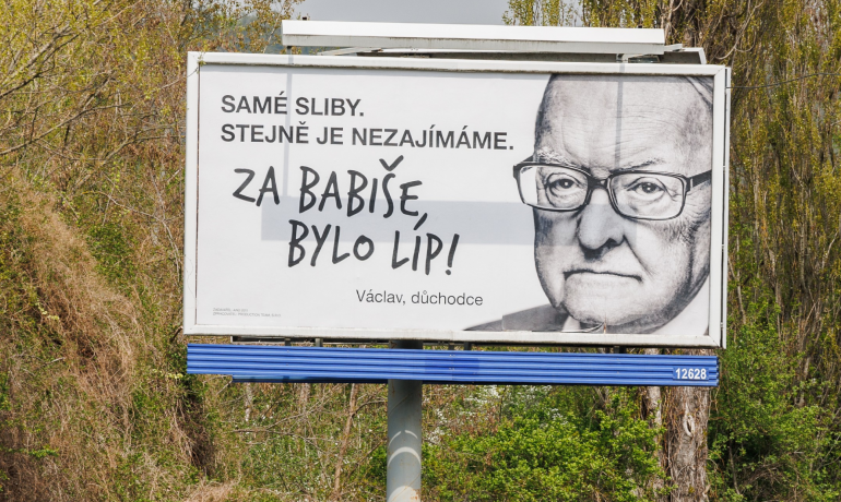 Václav Jelínek na billboardu hnutí ANO (Profimedia)