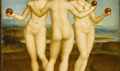 Tři Grácie (Rafael Santi, olejomalba, 1503–1508) (wikimedia commons / Google Art Project (volné dílo))