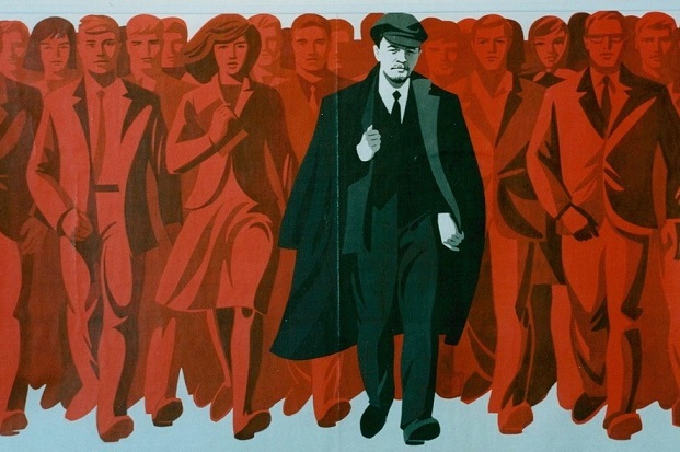 Sovětský propagandistický plakát s V. I. Leninem (wikimedia commons (volné dílo))