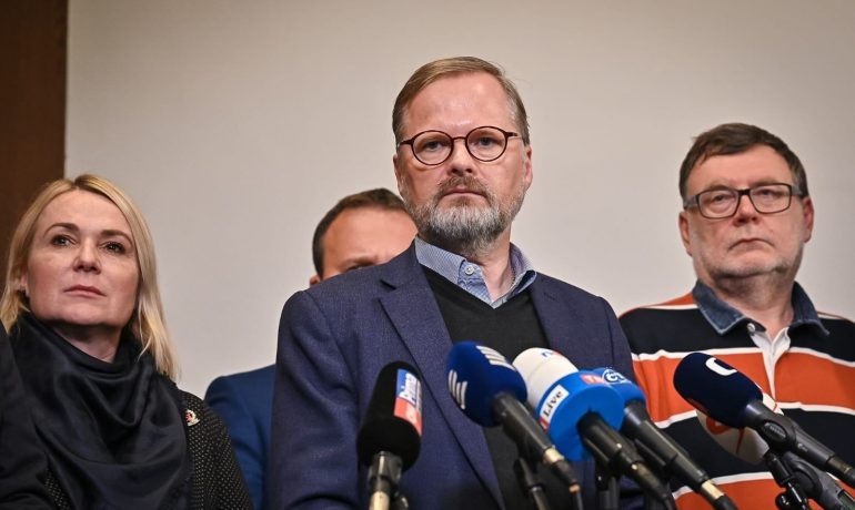 Premiér Petr Fiala (ODS) po návratu z Kyjeva (Úřad vlády ČR)
