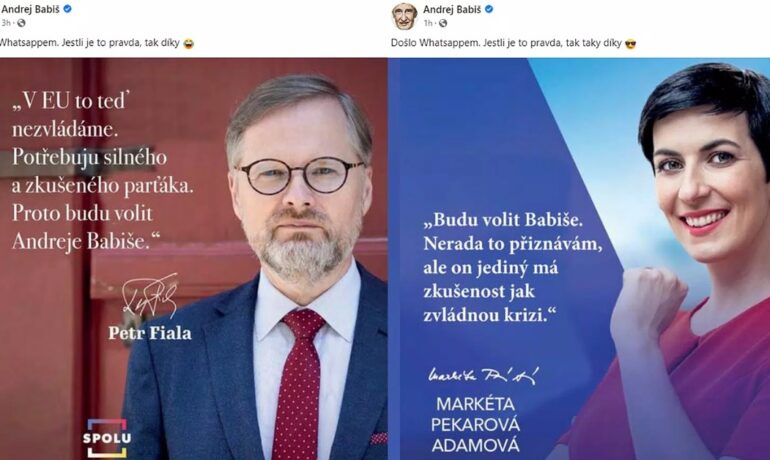 Bannery, které šíří Andrej Babiš na svém facebookovém účtu. (Hnutí ANO / se souhlasem)