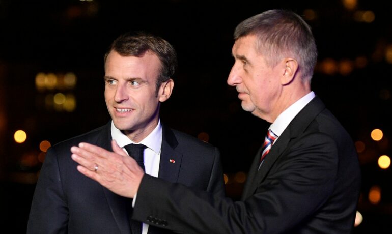 Andrej Babiš (ANO) a francouzský prezident Emmanuel Macron. (ČTK / Deml Ondřej)