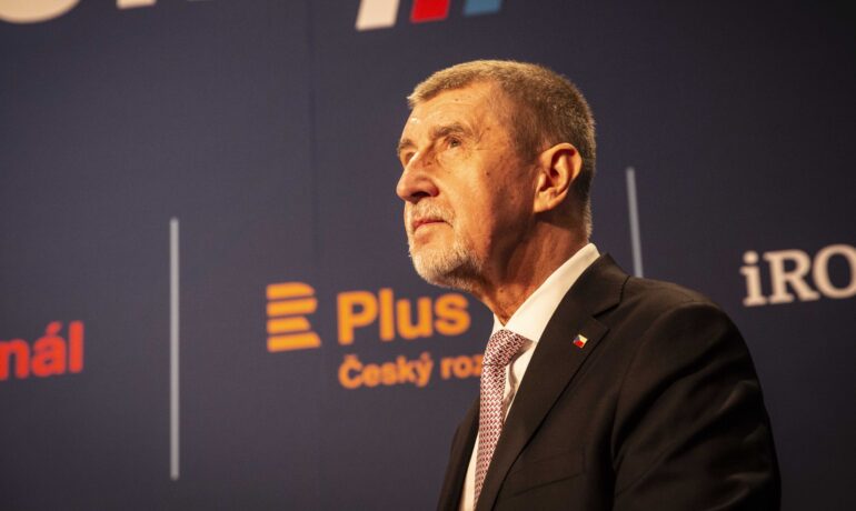 Andrej Babiš (ANO) v prezidentské debatě Českého rozhlasu. (Pavel Hofman / FORUM 24)