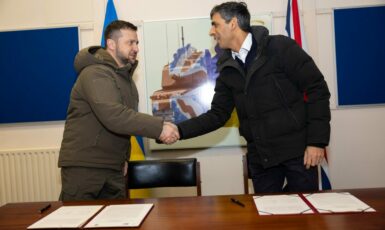 Ukrajinský prezident Volodymyr Zelenskyj a britský premiér Rishi Sunak (Prime Minister of the United Kingdom / se souhlasem)