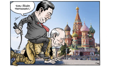 Si Ťin-pching a Vladimir Putin (Kresba: Štěpán Mareš / FORUM 24)