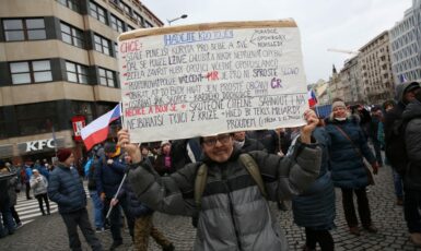 Proruská demonstrace na Václavském náměstí (Pavel Hofman / FORUM 24)