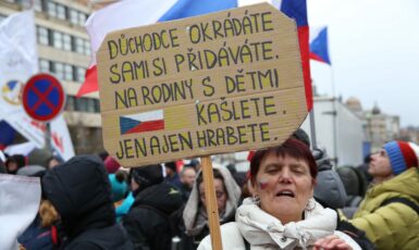 Proruská demonstrace na Václavském náměstí (Pavel Hofman / FORUM 24)
