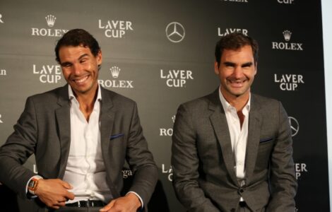 Laver Cup Prag, 20. 09. 2017 Rafael NADAL, Roger FEDERER *** Laver Cup Prague 20 09 2017 Rafael NADAL Roger FEDERER