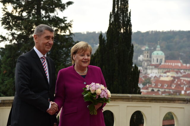 Premiér Andrej Babiš při setkání s německou kancléřkou Angelou Merkelovou v Praze