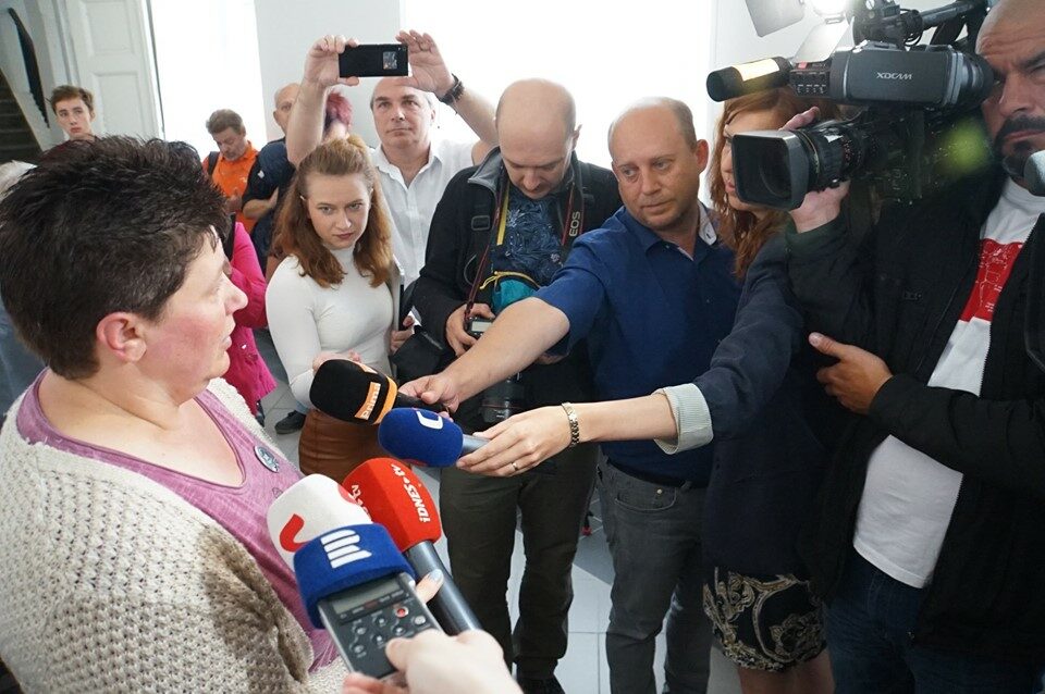 Demonstrantka Jana Filipová po pátečním čtení rozsudku 