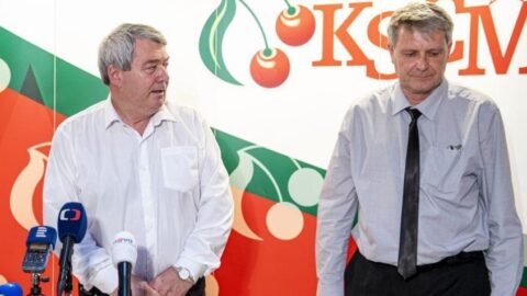 Předseda KSČM Vojtěch Filip a místopředseda strany Stanislav Grospič