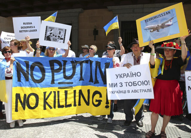 Demonstrace proti ruské agresi na Ukrajině, ilustrační foto