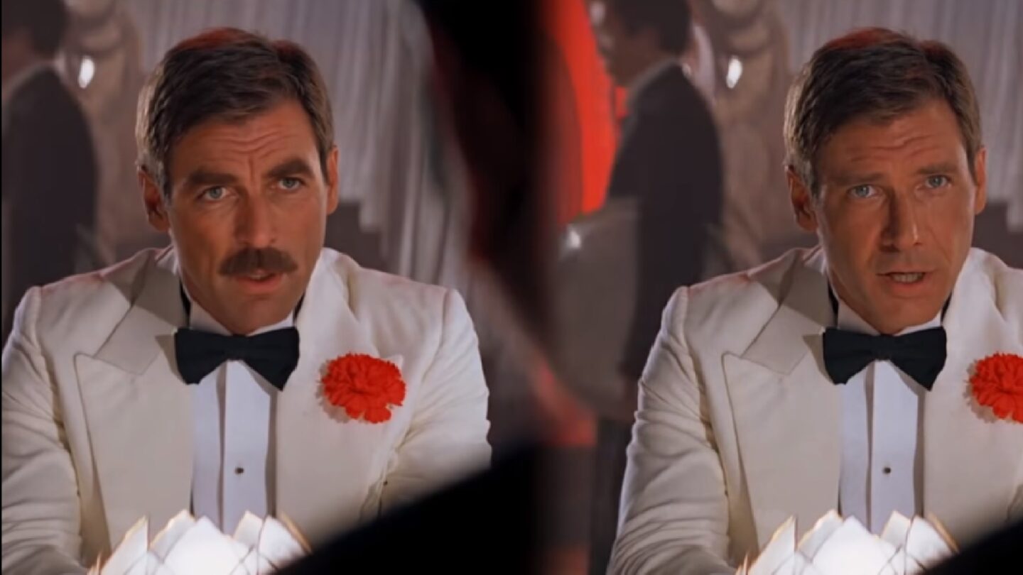 Tom Selleck a Harisson Ford jako Indiana Jones