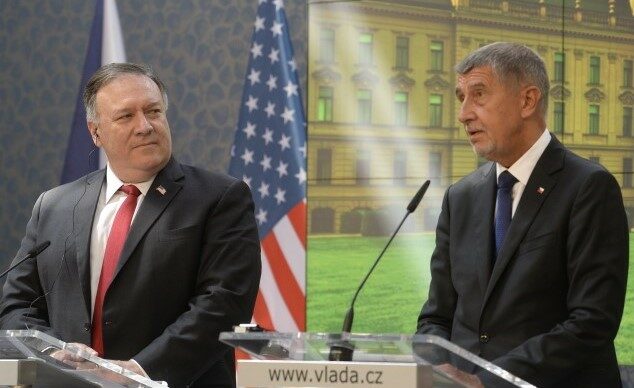 Americký ministr zahraničí Mike Pompeo a premiér Andrej Babiš