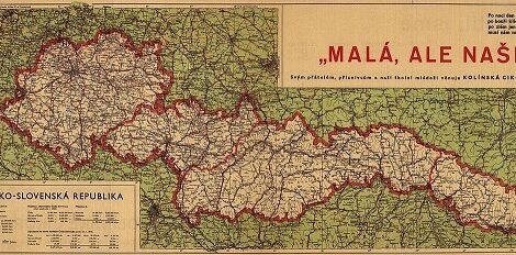 Mapa druhorepublikového Česko-Slovenska po "amputacích" z roku 1938