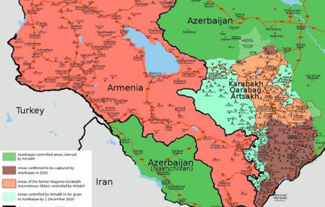 Situace v Náhorním Karabachu těsně před uzavřením příměří (9. 11. 2020)
