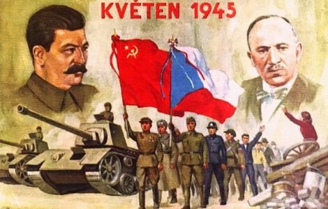 Oslava „osvobození Rudou armádou“ na plakátu z doby třetí republiky (1945–1948) 