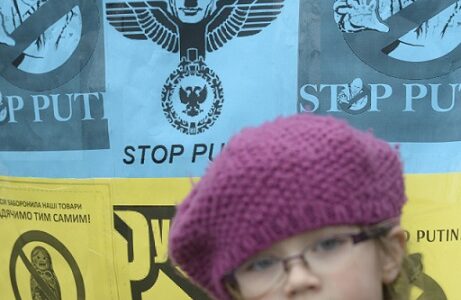 Pražská demonstrace proti ruské agresi vůči Ukrajině (16. 3. 2014)