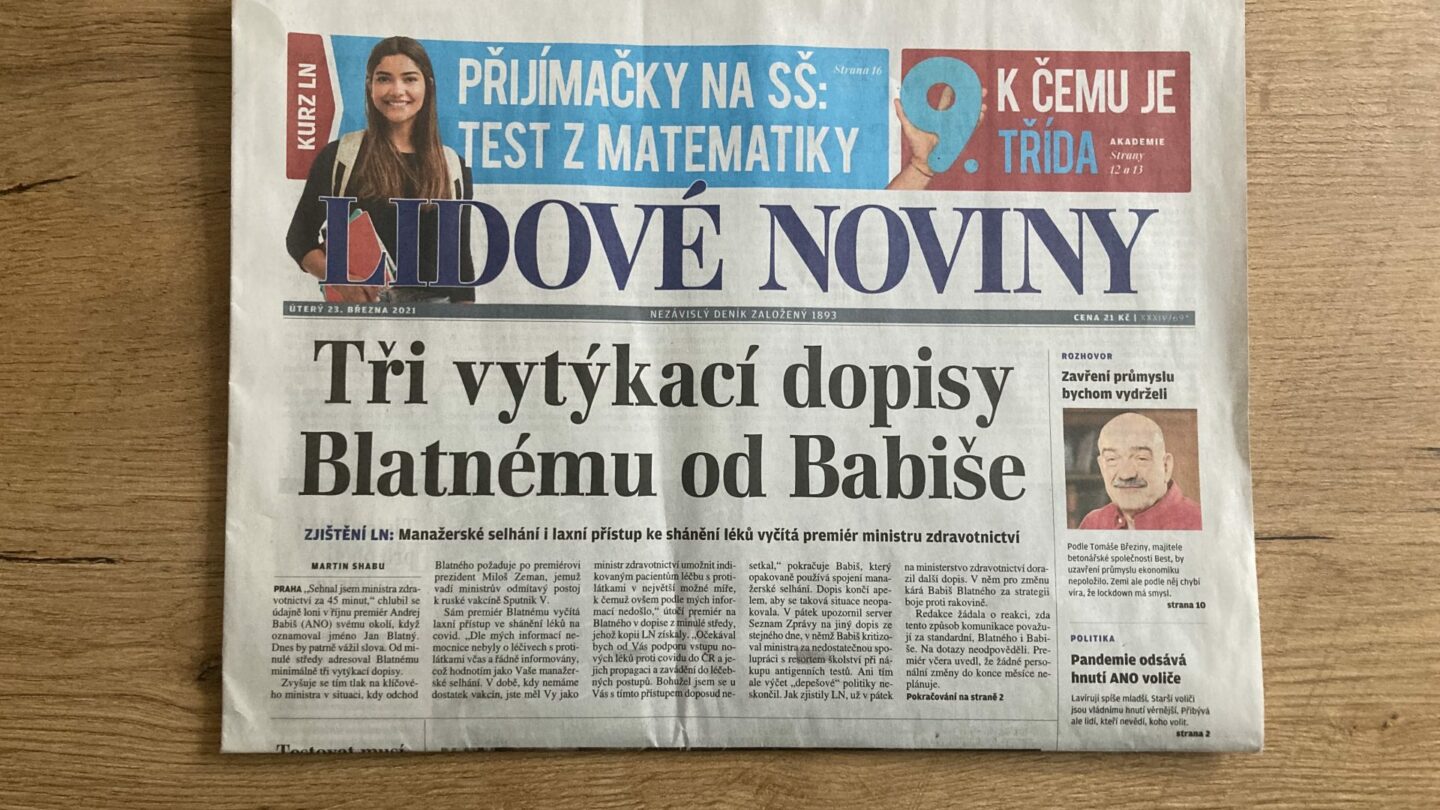 Lidové noviny z 23. 3. 2021