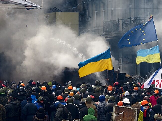 Euromajdan v Kyjevě byl též demonstrací ukrajinského evropanství (2014)