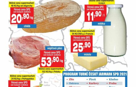Populistické hnutí SPD bude prodávat podezřele levné potraviny.