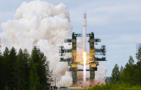 První zkušební start nosné rakety Angara-1.2PP z kosmodromu Pleseck v roce 2010.