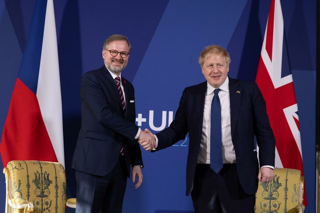 Premiér Petr Fiala na jednání s britským ministerským předsedou Borisem Johnsonem