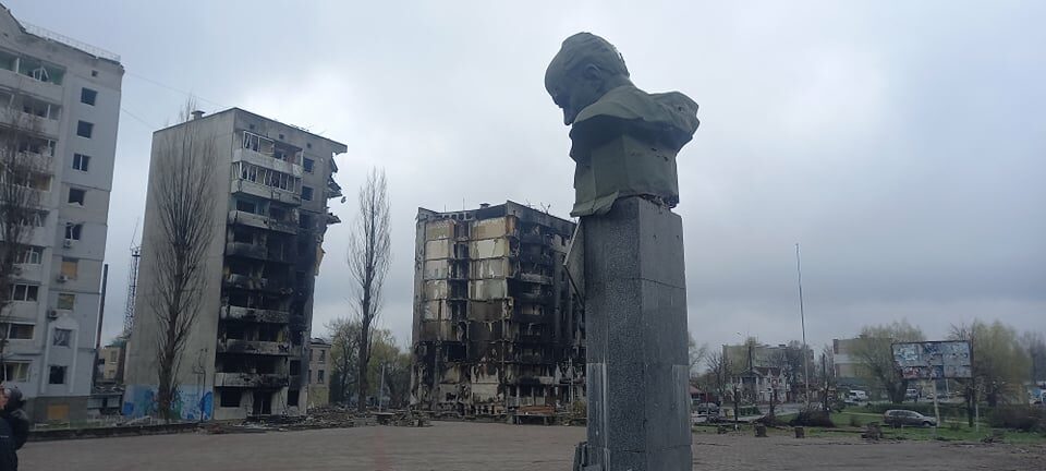 Hlavní náměstí v Boroďance u Kyjeva s pomníkem Tarase Ševčenka