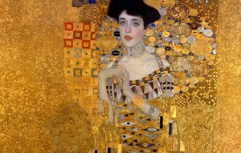 Gustav Klimt, portrét Adele Bloch-Bauerové z roku 1907 (výřez)