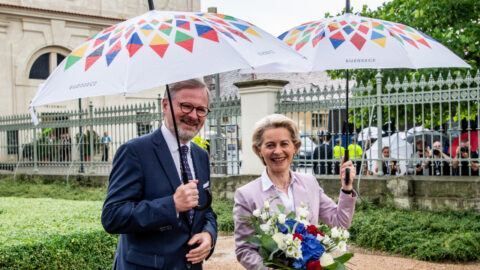 Premiér Petr Fiala (ODS) a předsedkyně Evropské komise Ursula von der Leyenová