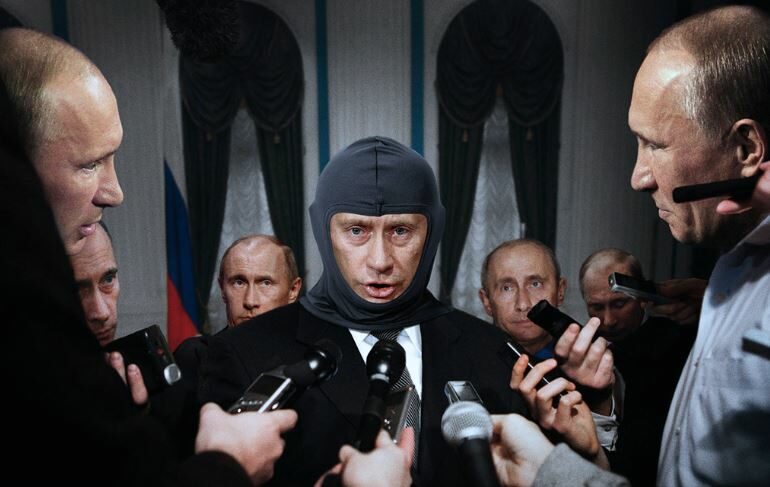 Vladimir Putin, fotomontáž.