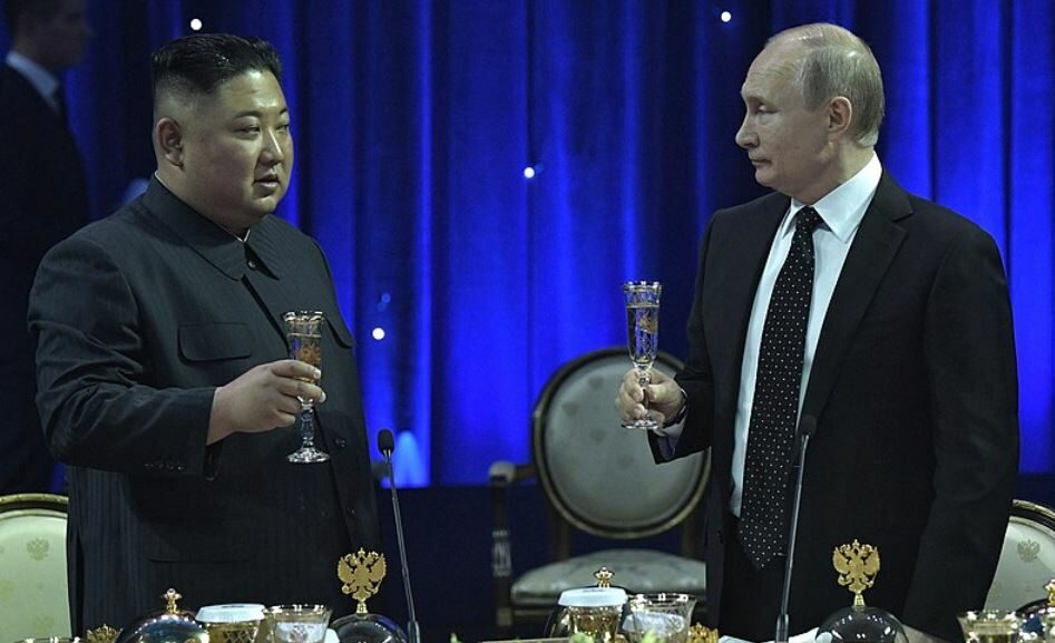 Vladimir Putin a Kim Čong-un v roce 2019