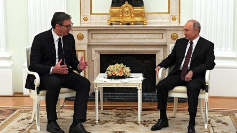 Ruský vůdce Vladimir Putin a srbský prezident Aleksandar Vučić.