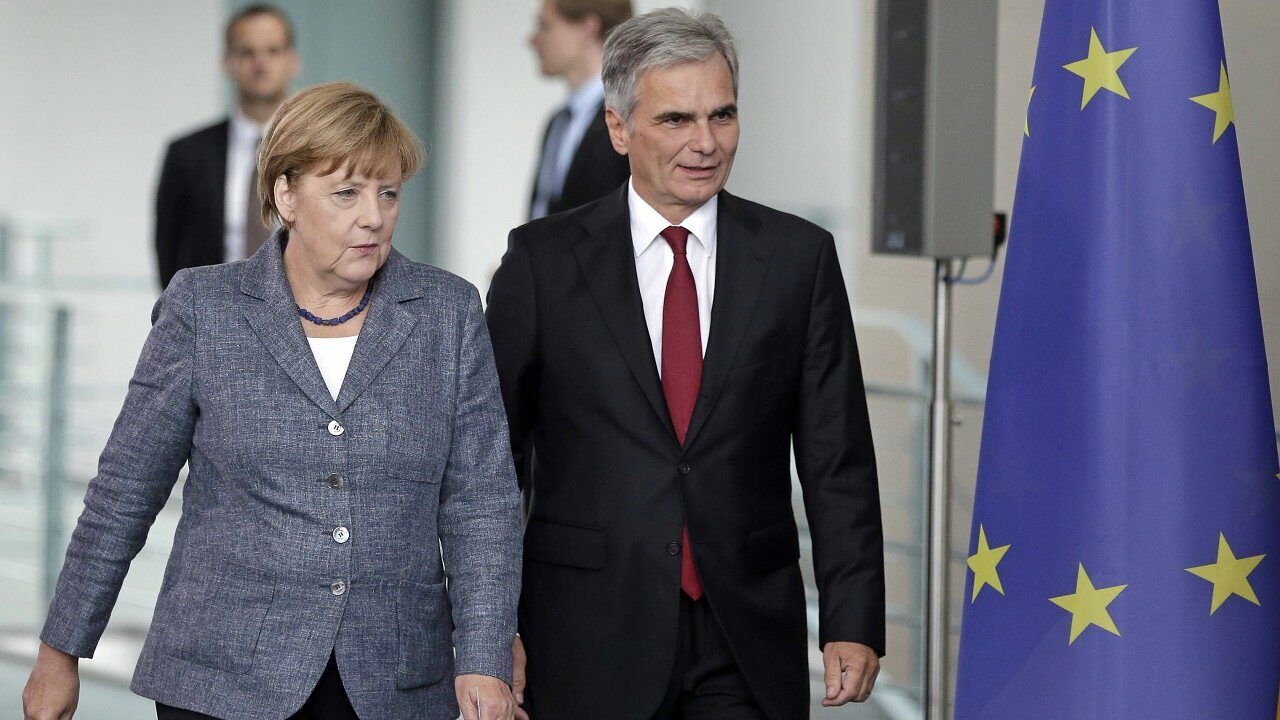 Německá kancléřka Angela Merkelová a rakouský kancléř Werner Faymann