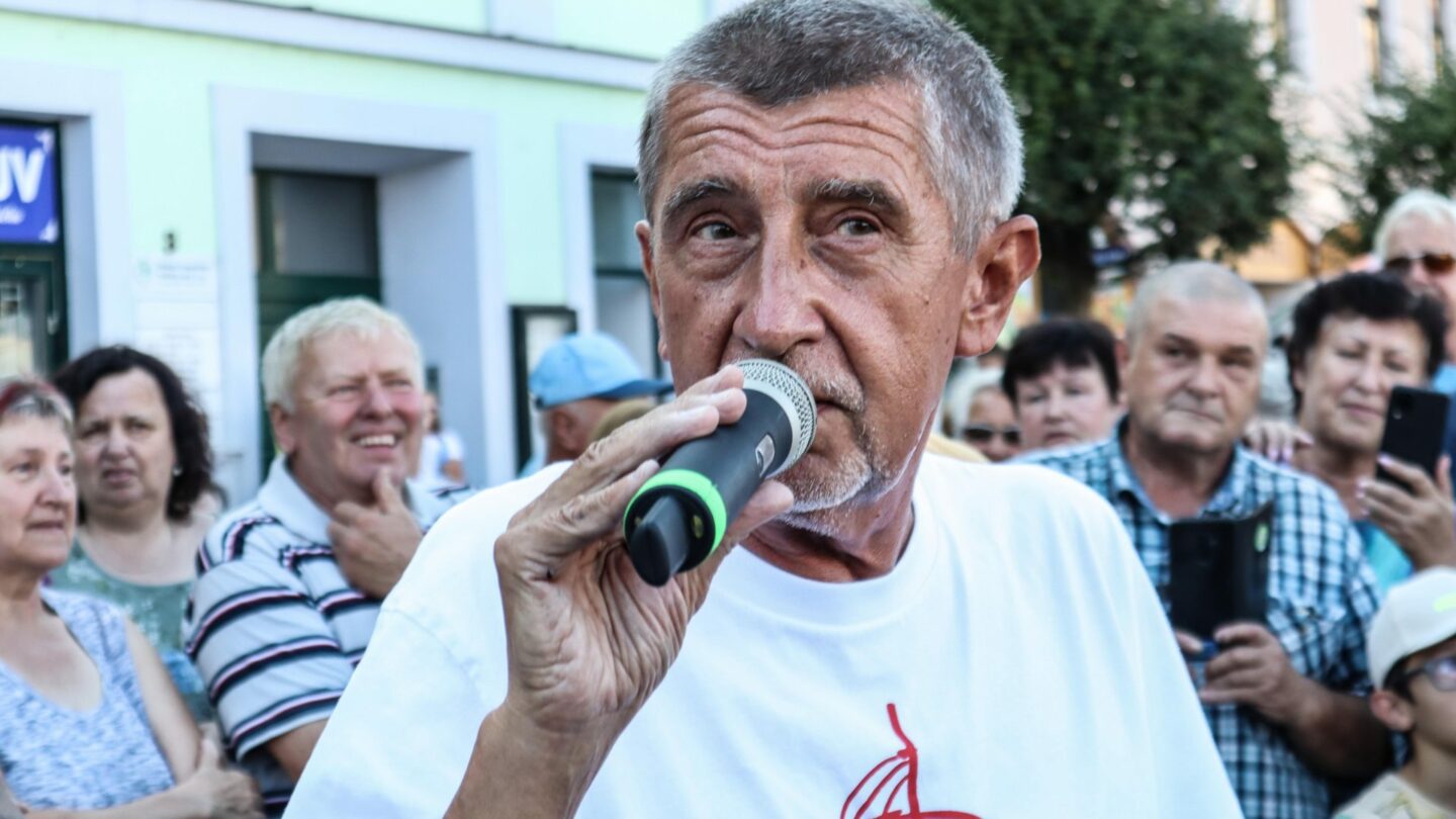 Andrej Babiš (ANO) na mítinku.