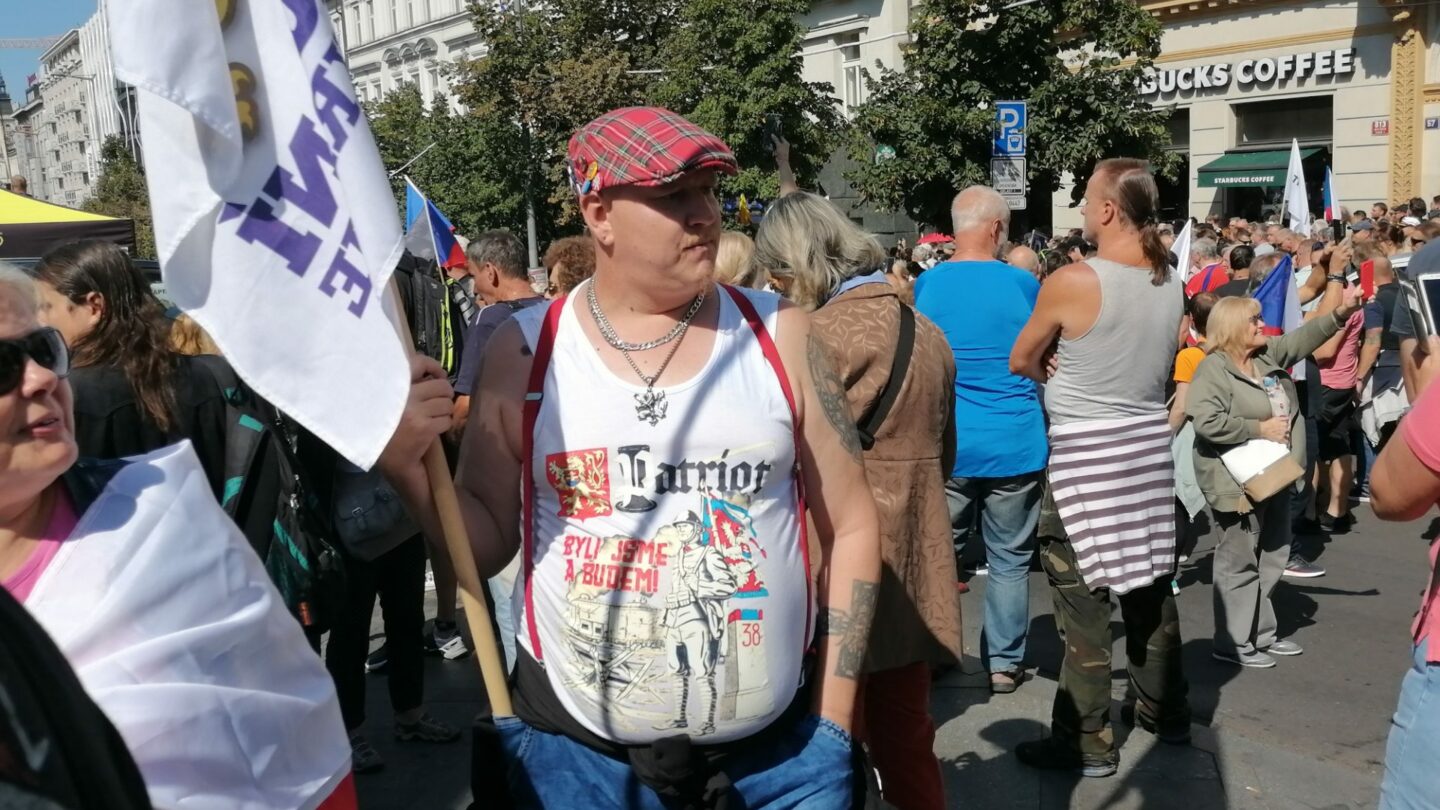 Demonstrace proti vládě Petra Fialy. Václavské náměstí v Praze, 3. září