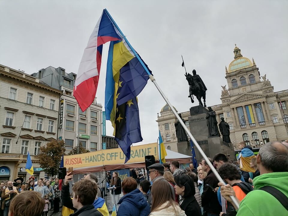 Akce na podporu Ukrajiny na Václavském náměstí