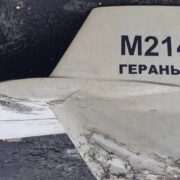Íránský dron Šáhíd-136 (Geraň-2) ve službách ruské armády sestřelený v Kupjansku na Ukrajině (13. 9. 2022)